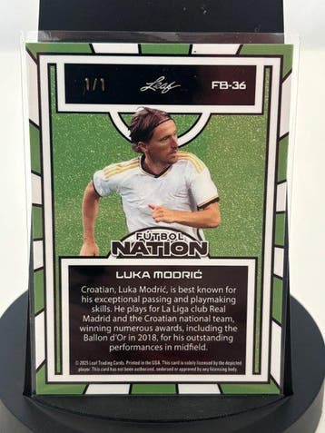 Leaf Fútbol Nation Luka Modric FB-36 Enige exemplaar/uniek, Nieuw