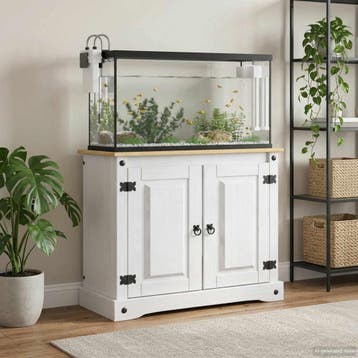 vidaXL Aquarium Stand CORONA Wit en Bruin 81,5 x 37 x 73 cm, Dieren en Toebehoren, Verzenden, Nieuw