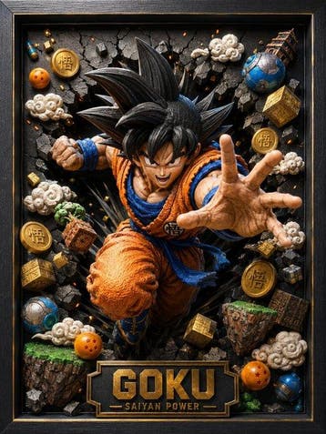 Shayer - Goku – Saiyan Power Unleashed - XL - 60x80cm - 1/1, Nieuw