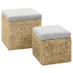 Hocker zeegras grijs | retourdeal 40% korting, Minder dan 50 cm, Rustiek, Vierkant, Nieuw