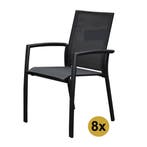 Set van 8 Malaga stapelbare tuinstoelen antraciet aluminium, Tuin en Terras, Tuinstoelen, Ophalen of Verzenden, Nieuw