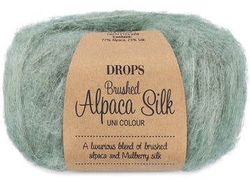 DROPS Brushed Alpaca Silk Uni Colour - 21 saliegroen - Wol, Ophalen of Verzenden, Nieuw