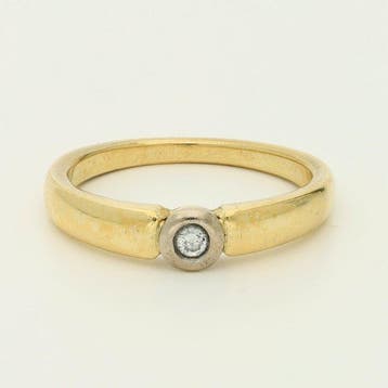Ring - 18 karaat Geel goud, Witgoud - 0.07ct. tw. Diamant, Nieuw