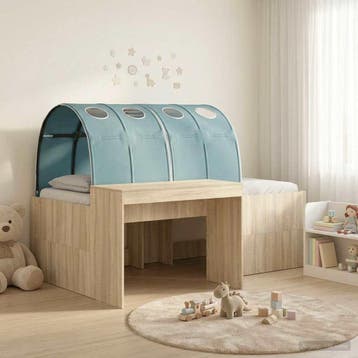 vidaXL Bedframe met tunnel met plank 3 st Sonoma eiken en, Verzenden, Nieuw, Bruin, Hout