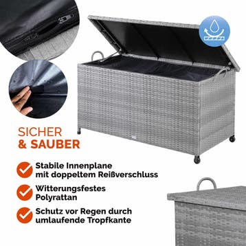 Polyrotan Kussenbox Grijs 117x53x60cm met Wielen, Verzenden, Nieuw