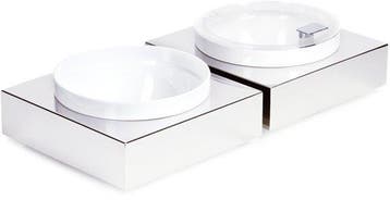 RVS Buffetplaat met Witte Melamine Kom | 26,5x26,5cm, Verzenden