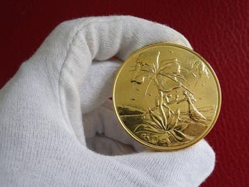 Salvador Dali (after) - sculptuur, Tribe 24 carat gold