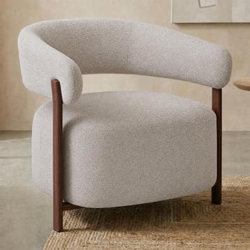 *WOONWINKEL* Fauteuil Met Ronde Rugleuning Eiken Beige, Verzenden, Nieuw, Stof