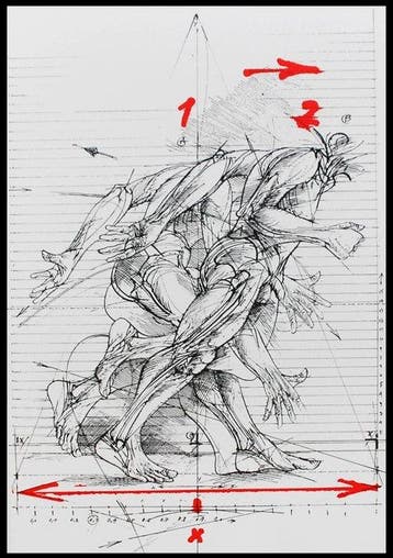 Vladimir Velickovic - “Bewegingsschets, 1980”. Gesigneerd in
