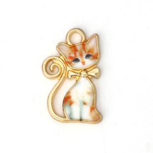 1 x DQ Gold Plated bedel kat 21 x 13 mm – oogje 2,3 mm –, Ophalen of Verzenden, Nieuw, Bedel
