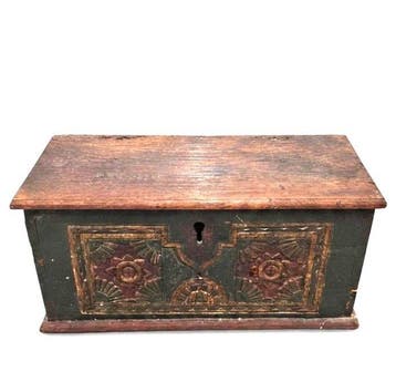 Doos - Hout - Antiek volkskunst kistje