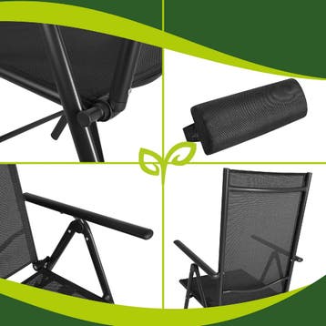 Gardlov Zwarte inklapbare tuinstoelen set van 2 met verst..., Ophalen of Verzenden, Nieuw