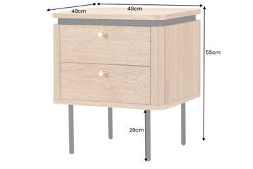 Nachtkastje ATELIER 55 cm, natuurlijke eikenhoutlook met, Ophalen of Verzenden, Nieuw