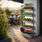 Plantenbak Flora, gelakt hout, met plantenfolie - grijs, 81, Tuin en Terras, Overige Tuin en Terras, Verzenden, Nieuw