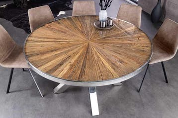 Ronde eettafel BARRACUDA 140cm bruin teakhout massief hout, Huis en Inrichting, Tafels | Eettafels, Ophalen of Verzenden, Nieuw