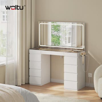 Luxe Kaptafel met Spiegel, Verstelbare LED Verlichting en 11, Verzenden, Nieuw
