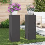 vidaXL Plantenstandaard 2 pcs Zwart 24 x 24 x 75 cm Staal, Verzenden, Nieuw