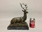 sculptuur, Rustend Hert - 30 cm - Brons