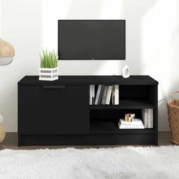 vidaXL Tv-meubel 80x35x36,5 cm bewerkt hout zwart, Minder dan 50 cm, Verzenden, Nieuw, Minder dan 100 cm
