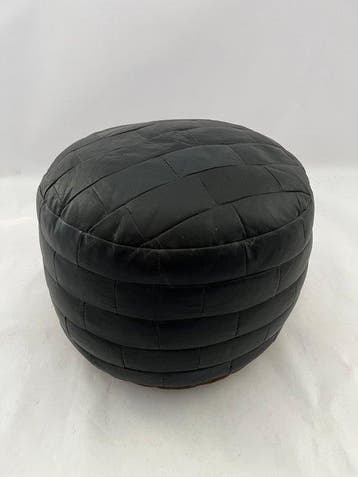 Poef - Leder - Lederen patchwork poef