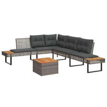 vidaXL 2-delige Loungeset met kussens poly rattan en, Verzenden, Nieuw, 2 zitplaatsen, Loungeset