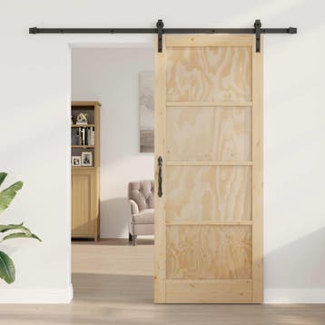 vidaXL Schuifdeur 86 x 211 cm Bewerkt hout Naturel, Verzenden, Nieuw