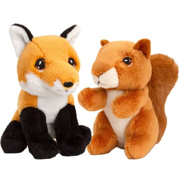 Pluche vos en eekhoorn knuffels - bosdieren - 12 cm, Verzenden, Nieuw