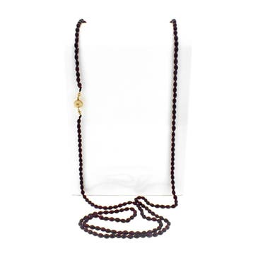 Antieke glaskralen ketting/sautoir met gouden slot, Ophalen of Verzenden, Gebruikt, Goud, Goud