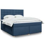 vidaXL Boxspring met matras stof blauw 180x200 cm, Eenpersoons, Nieuw, 80 cm, 200 cm