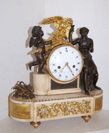 Figurale pendule - Roque, Joseph Léonard Louis XVI Marmer -, Antiek en Kunst, Antiek | Klokken