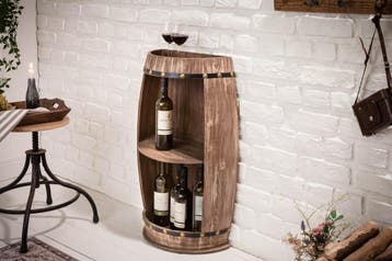 Elegant rek BODEGA 79cm naturel grenen half wijnvat Shabby, Ophalen of Verzenden, Nieuw