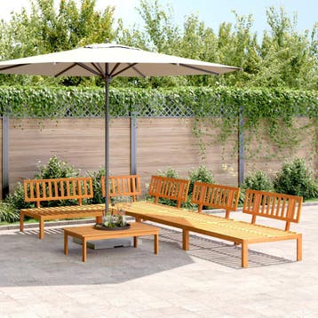 vidaXL 5-delige Loungeset pallet massief acaciahout, Tuin en Terras, Verzenden, Nieuw, Hardhout, Loungeset