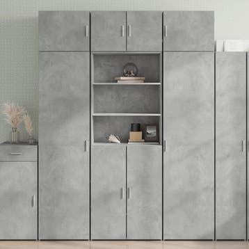 vidaXL buffetkast 70x42,5x185 cm bewerkt hout betongrijs, Minder dan 50 cm, Verzenden, Nieuw, Minder dan 100 cm