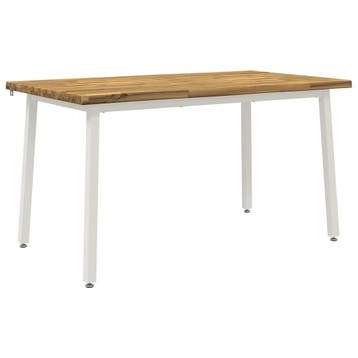vidaXL 140 x 80 x 75 cm Massief Acaciahout Wit Rechthoekig, Verzenden, Nieuw