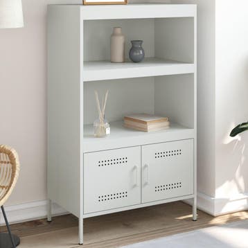 vidaXL buffetkast 68x39x113 cm staal wit, Verzenden, 100 tot 150 cm, Nieuw, 50 tot 100 cm