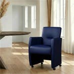 Leren eetkamerstoel Pleasure - Hermes Kobalt (blauw) - Met, Huis en Inrichting, Stoelen, Ophalen of Verzenden, Nieuw, Leer, Eigentijds, Modern