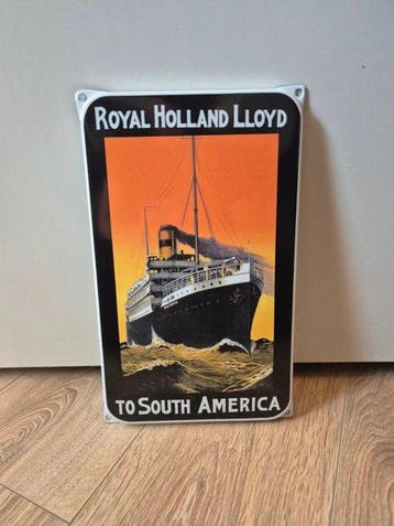 Royal Holland Lloyd Emaille Bord - to South-America -
