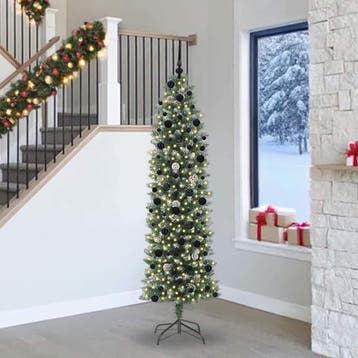 vidaXL Kunstmatige slanke kerstboom Groen en Wit 240 cm, Diversen, Verzenden, Nieuw