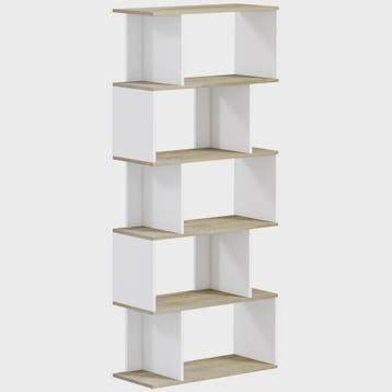 HOMCOM Scandinavische Boekenkast met 5 Vakken - Wit & Houtkl, Verzenden, Nieuw