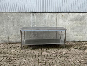 RVS Werktafel Tafel 200 cm, Ophalen of Verzenden, Gebruikt, RVS Meubilair