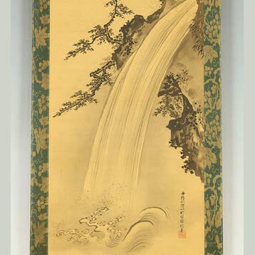 Waterfall and Pine Tree with Box - Kano Shosenin Tadanobu