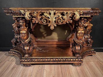Wandtafel - Hout, Textiel - Antica Consolle Monumenta