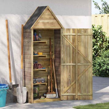 vidaXL Tuinschuur met deur 69,5x32x178 cm geïmpregneerd, Verzenden, Nieuw