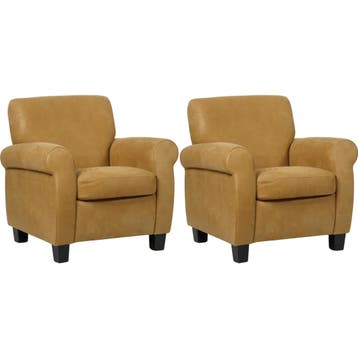 Set van 2 Leren fauteuils Perfection - Kenia Walnut, Nieuw, Ophalen of Verzenden, 75 tot 100 cm, Leer