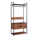 Kledingkast Larem met 2 lades 180x84x40 cm zwart en walnootk, Huis en Inrichting, Kasten | Kledingkasten, Verzenden, Nieuw