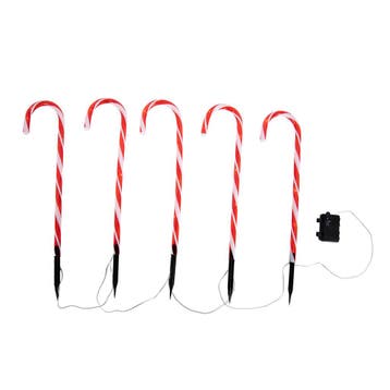 Set van 5 kerst prikspots rood met wit zuurstok incl. LED, Diversen, Kerst, Verzenden, Nieuw