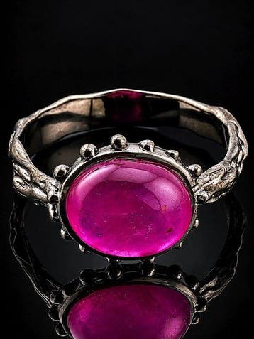Roze robijnring - 925 sterlingzilver - oval