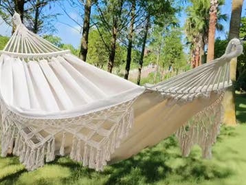 Canvas Hangmat met Kwastjes – Opvouwbaar voor Tuin, Verzenden, Nieuw