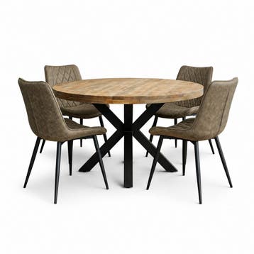 Lars Deal 115cm + 4x Denver Hunter, Huis en Inrichting, Stoelen, Ophalen of Verzenden, Nieuw