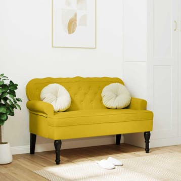 vidaXL Bankje met rugleuning 119,5x64,5x75 cm fluweel geel, Huis en Inrichting, Banken | Bankstellen, Verzenden, Nieuw, Stof